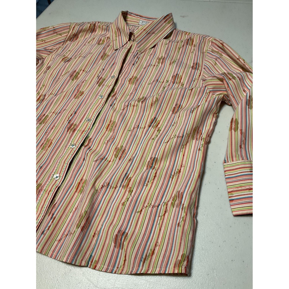 FRENCH DRESSING Womens Striped Button Down Shirt‎ Size 8 Cotton Polyester Blend